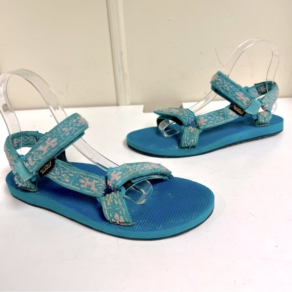 TEVA Women's Original Universal Sandal size 7M boho Lizard blue summer resort - Picture 2 of 8